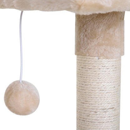 70cm Cat Tree for Indoor Cats Durable Natural Sisal Scratching Posts Hammock Bed Kitty Activity Center Beige