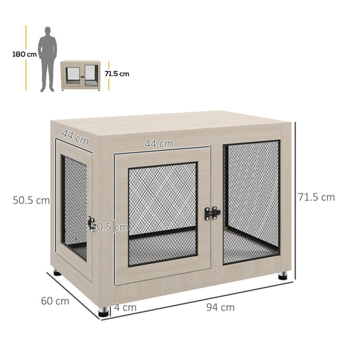 Dog Crate Furniture End Table w/ Soft Washable Cushion, Two Doors, Indoor Pet Kennel for Small Medium Large Dogs w/ Wire Mesh