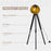 Studio Floor Lamp,Tripod Spotlight Lamp with Wood Legs, Ø 30 cm Lampshade and Max. 40W, 152cm Floor Lamp, Metal, Black and Gold