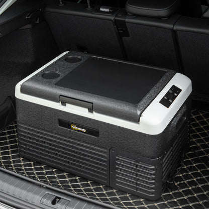 Outsunny 30L Car Refrigerator, Portable Compressor Car Fridge Freezer, Electric Cooler Box with 12/24V DC and 110-240V AC for Camping, Driving, Picnic, Down to -20
