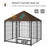 Outdoor Dog Kennel Puppy Play Pen with Canopy Garden Playpen Fence Crate Enclosure Cage Rotating Bowl 141 x 141 x 151 cm