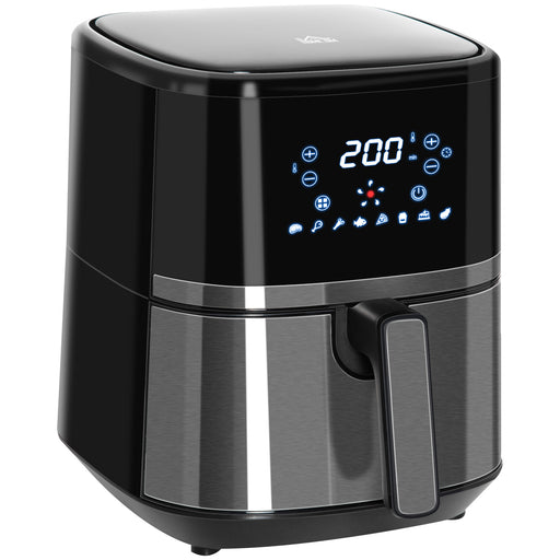 4.5L Digital Air Fryer, 1500W W/ Digital Display, Adjustable Temperature, Timer and Nonstick Basket, Black