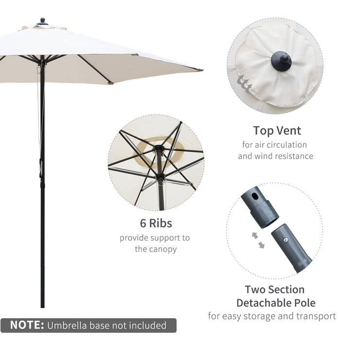 2.8m Garden Parasol Umbrella, Round Outdoor Market Table Umbrella, Parasol Patio Umbrella, 6 Ribs Manual Push, Sun Shade Canopy, Off-White