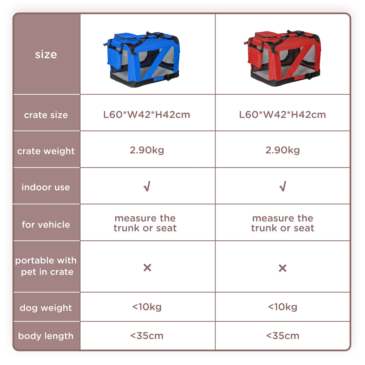 Folding Dog Cat Carrier Bag Basket Pet travel Bag Soft Portable Puppy Crate Kennel Cage Medium Red