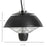 600W Electric Heater Ceiling Hanging Halogen Light with Adjustable Hook Chain Black Aluminium Frame