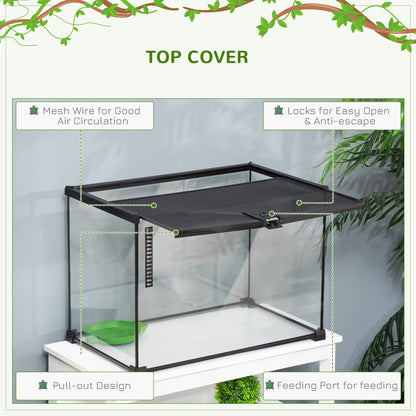 Glass Reptile Terrarium Insect Breeding Tank Vivarium Habitats with Thermometer for Lizards, Horned Frogs, Snakes, Spiders - Large 50 x 30 x 35cm