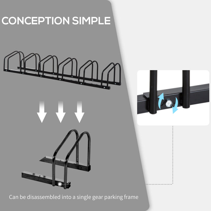 Bike Stand Parking Rack Floor or Wall Mount Bicycle Cycle Storage Locking Stand 179L x 33W x 27H (6 Racks, Black)