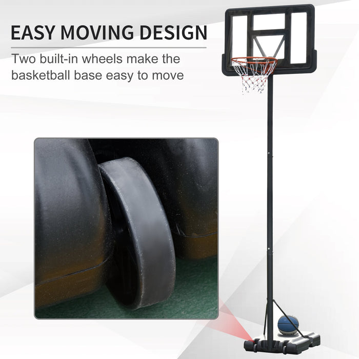 Portable Freestanding Basketball Hoop Stand Transparent Backboard 231-305cm Adjustable Basketball Hoop with Two Moving Wheels For Adult