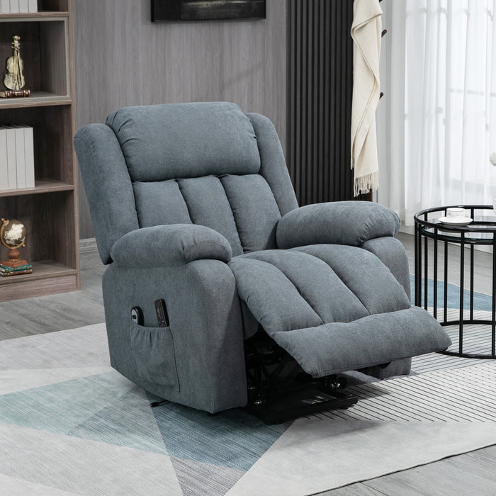 Oversized Riser and Recliner Chairs for the Elderly, Heavy Duty Fabric Upholstered Lift Chair for Living Room with Remote Control, Side Pocket, Grey