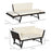 2 Seater Rattan Folding Daybed Sofa Bench Garden Chaise Lounger Loveseat with Cushion Outdoor Patio Brown