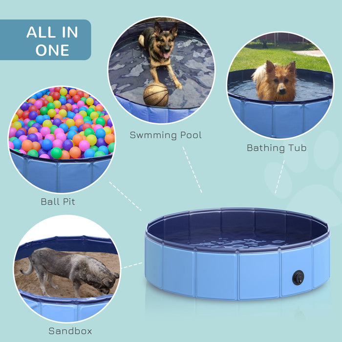 Pet Swimming Pool, Foldable, 80 cm Diameter-Blue