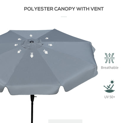 2.66m Patio Umbrella Garden Parasol Outdoor Sun Shade Table Umbrella with Ruffles, 8 Sturdy Ribs, Charcoal Grey