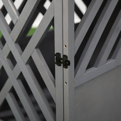 Wood Dog Crate Dog Cage Table Kennel Night Stand with Lockable Door for Small Medium Pets Grey 60 x 91 x 74 cm