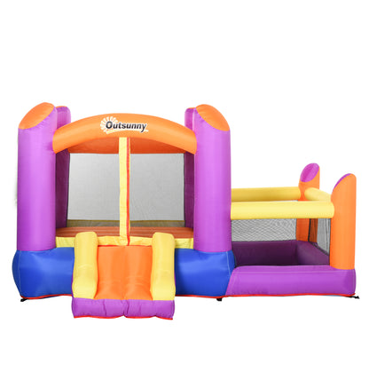 Kids Bounce Castle House Inflatable Trampoline Slide Water Pool 3 in 1 with Inflator for Kids Age 3-12 Multi-color 3 x 2.8 x 1.7m