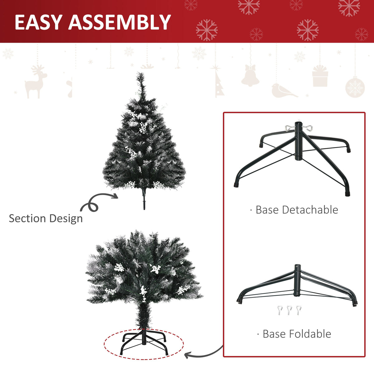 4ft Snow-Tipped Artificial Christmas Tree with White Berries