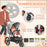 Foldable Three-Wheeler Baby Stroller w/ Canopy, Storage Basket - Grey