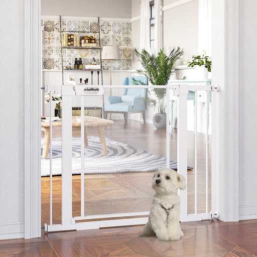 Pressure Fit Safety Gate for Doorways and Staircases, Dog Gate w/ Auto Closing Door, Pet Barrier for Hallways w/ Double Locking, Openings 75-103CM - White