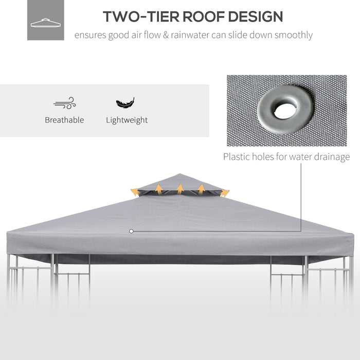 3 x 3(m) Gazebo Canopy Roof Top Replacement Cover Spare Part Light Grey (TOP ONLY)