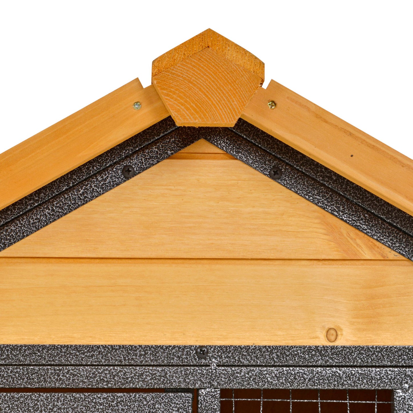 Wood-metal Rabbit Hutch Elevated Guinea Pig House Pet Bunny Cage with Slide-Out Tray Lockable Door Outdoor 122 x 63 x 92cm Light Yellow