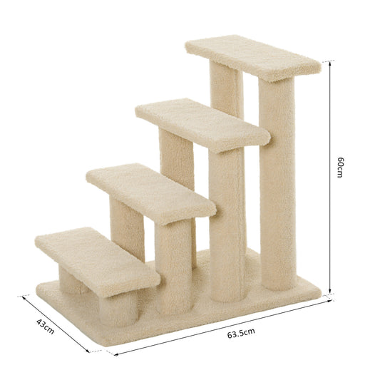 Dog Steps for Bed 4 Step Pet Stairs for Sofa Dog Cat Climb Ladder 63x43x60 cm Light Brown