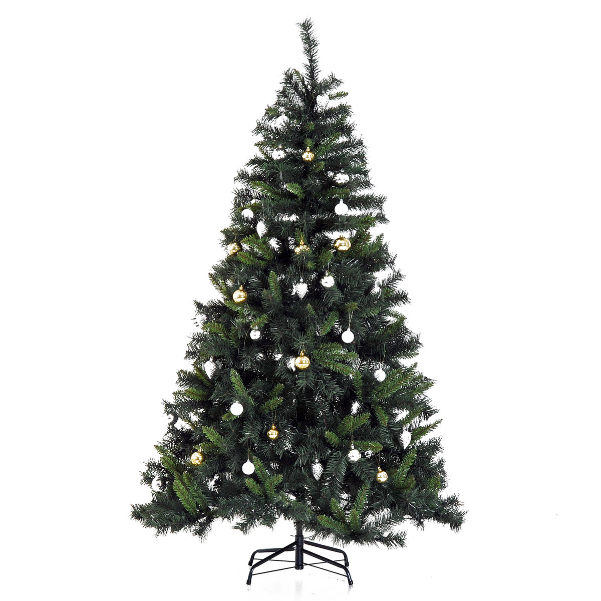 6ft Pre-Lit Artificial Christmas Tree with 200 Warm White LEDs & Baubles