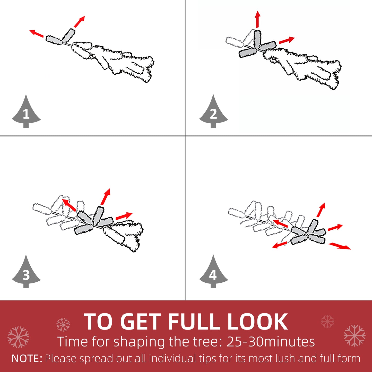 6 Ft Snow Flocked Artificial Christmas Tree Xmas Pine Tree with Realistic Branches, Auto Open and Steel Base, Green