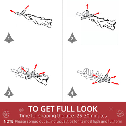 6 Ft Snow Flocked Artificial Christmas Tree Xmas Pine Tree with Realistic Branches, Auto Open and Steel Base, Green