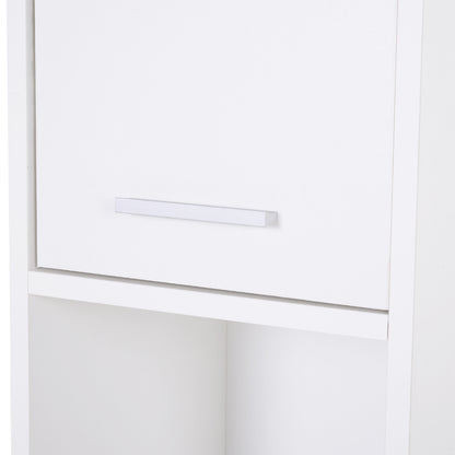 Slim Bathroom Tall Cabinet, High Floor Cabinet Unit for Bathroom, Freestanding Storage Cabinet with 2 Doors and Adjustable Shelves, White