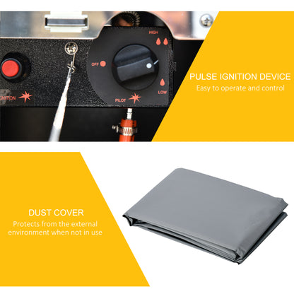 11.2KW Outdoor Patio Gas Heater Freestanding Pyramid Propane Heater Garden Tower Heater with Wheels, Dust Cover, Black, 50 x 50 x 225cm