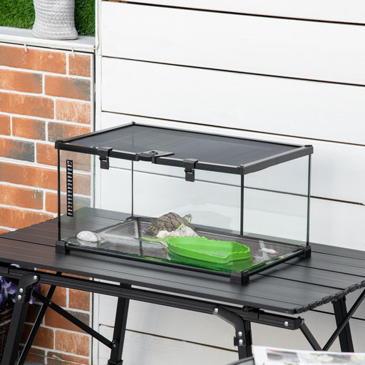 Glass Reptile Terrarium Insect Breeding Tank Vivarium Habitats with Thermometer for Lizards, Horned Frogs, Snakes, Spiders - Medium 50 x 30 x 25cm