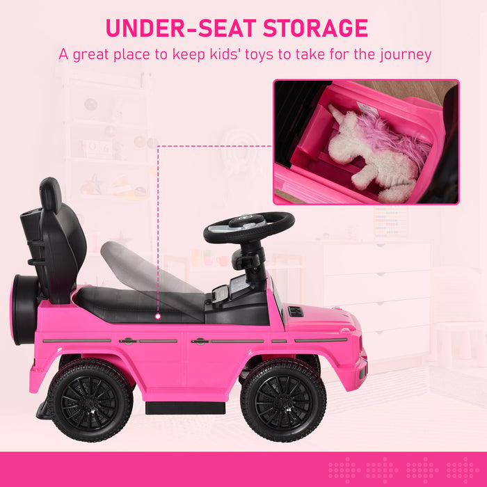 Compatible Ride-On Push Along Car Sliding Walker Mercedes-Benz G350 Walker Foot to Floor Slider Stroller Toddler Vehicle Steering Wheel Pink