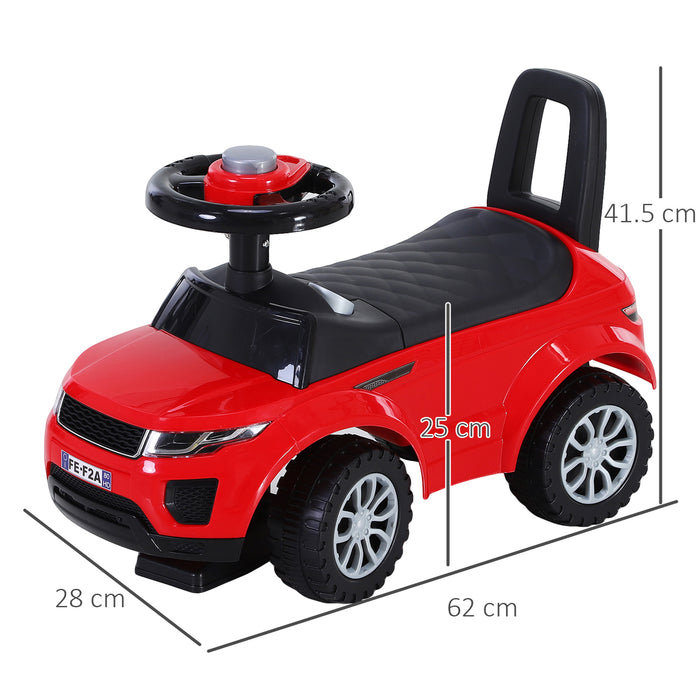 3-in-1 Ride On Car Foot To Floor Slider Toddler w/ Horn Steering Wheel NO POWER Manual Under Seat Storage Safe Design Red