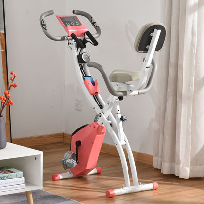 HOMCOM 2-in-1 Foldable Exercise Bike Recumbent Stationary Bike 8-Level Adjustable Magnetic Resistance with Pulse Sensor LCD Display