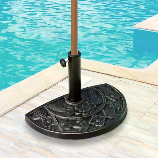 Outsunny 9kg Resin Half Round Parasol Base Umbrella Stand Garden Outdoor Accessories - Adjustable Coupler Suitable Umbrella Rod: âÃ­Â¬â3.8cm, âÃ­Â¬â4.8cm