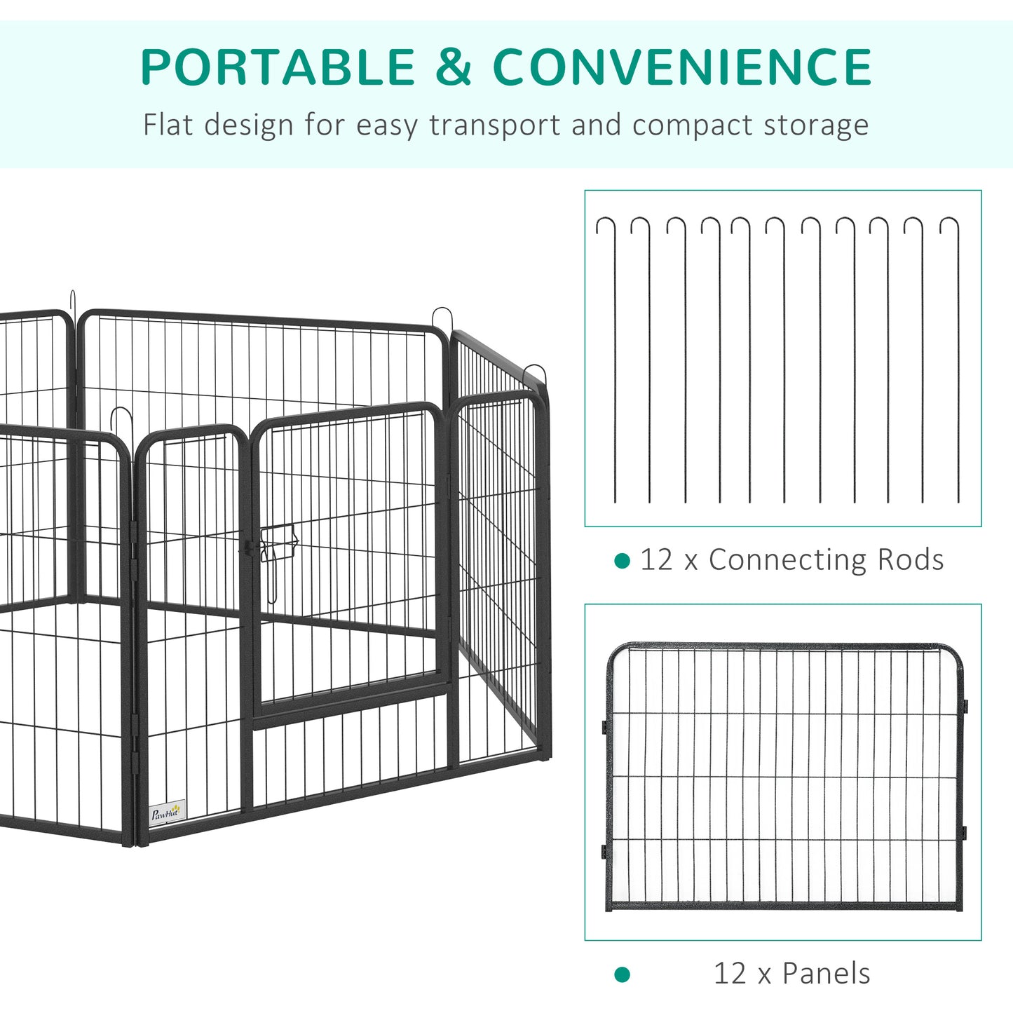 Heavy Duty Puppy Play Pen, 12 Panels Pet Exercise Pen for Indoors, Outdoors, Pet Playpen for Small Dogs, 60Hcm