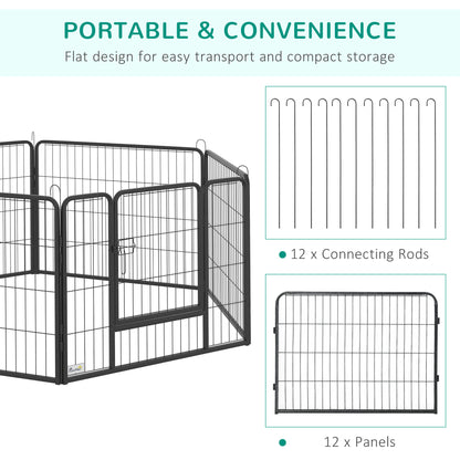 Heavy Duty Puppy Play Pen, 12 Panels Pet Exercise Pen for Indoors, Outdoors, Pet Playpen for Small Dogs, 60Hcm