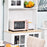 Kitchen Cupboard  Sideboard Storage Cabinet Unit w/ Counter Top Grid Glass Doors Shelves  80L x 37W x 183H cm - White