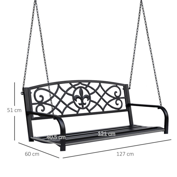 Outdoor Porch Swing Seat Bench with Chains for the Yard, Deck, & Backyard, Black