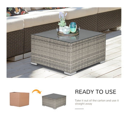 Outsunny Patio Rattan Coffee Table Ready to Use Outdoor Furniture Suitable for Garden Backyard, Grey