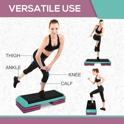 3-Level Adjustable 10/15/20cm Aerobic Stepper Exercise Platform w/ Non-Slip Top Compact Work Out Home, Indoor Outdoor Fitness Equipment