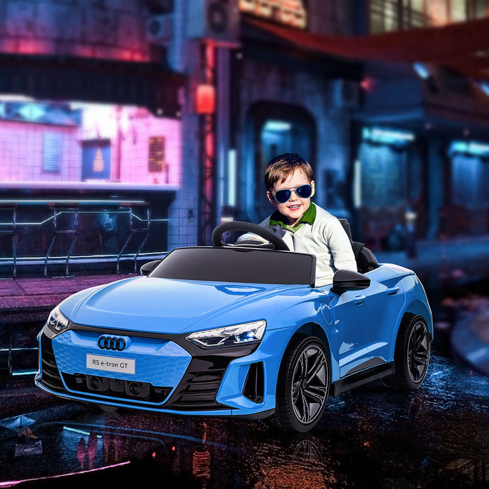 Audi Licensed Kids Electric Ride On Car with Parental Remote Control, 12V Battery Powered Toy with Suspension System, Lights, Music, Blue