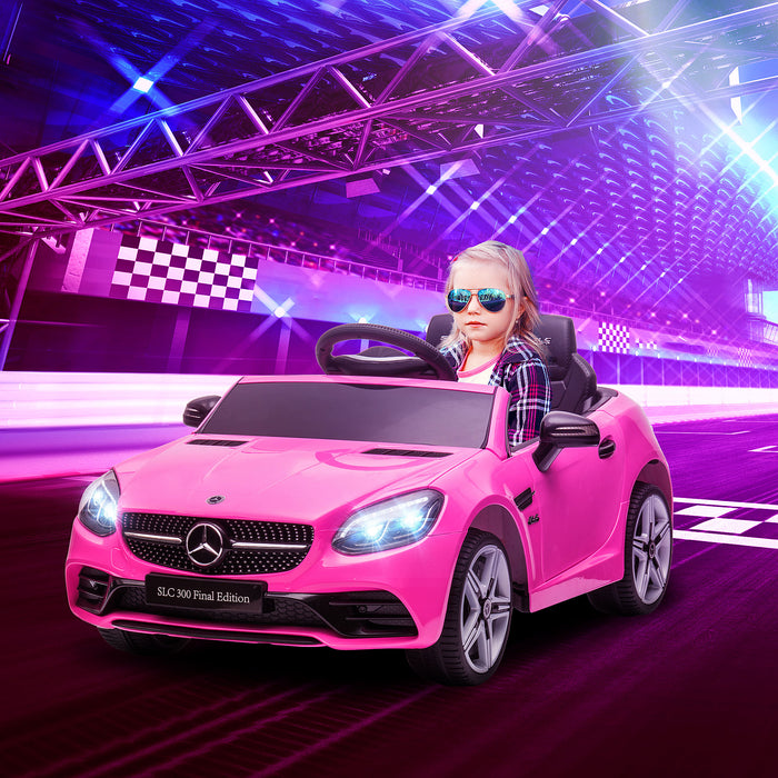 AIYAPLAY Mercedes Benz SLC 300 Licensed 12V Kids Electric Ride On Car with Parental Remote Two Motor Music Light Suspension Wheel for 3-6 Years Pink