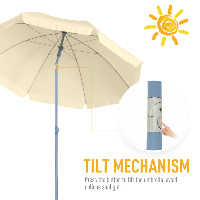 2.2M Tilt Beach Umbrella Parasol-Cream White