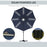 3(m) Cantilever Roma Parasol Garden Sun Umbrella Outdoor Patio with LED Solar Light Cross Base 360° Rotating, Blue