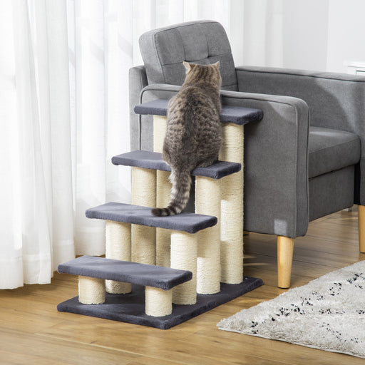 Dog Steps for Bed 4 Step Pet Stairs for Dog Cat ladder Scratch Post Grey