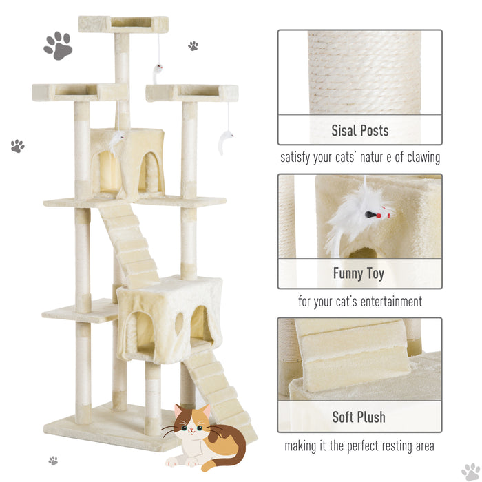 Cat Tree for Indoor Cats Play Tower Activity Center Kitten Scratch Post Climbing Tower 181 cm