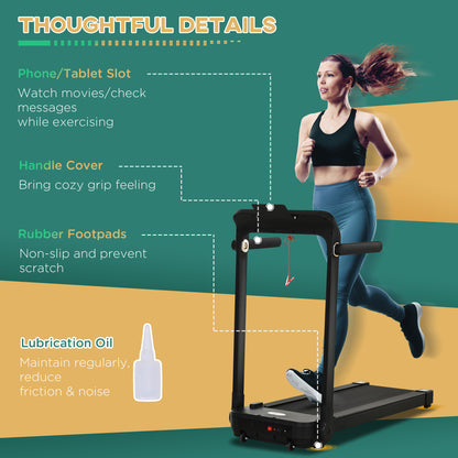 Ideal Treadmill With Handle Bars - 600W Foldable Steel Motorised Treadmill Black