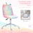 Fluffy Unicorn Office Chair with Mid-Back and Swivel Wheel, Cute Desk Chair, Rainbow Multi-Coloured