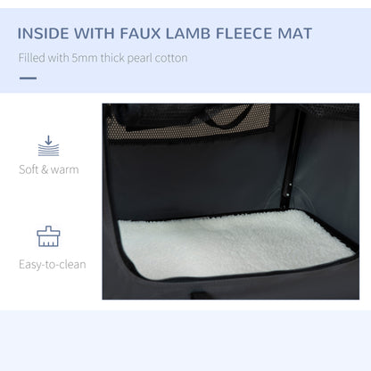 60cm Foldable Pet Carrier Bag Soft Travel Dog Crate, Portable Cat Carrier w/ Cushion, for Cats and Miniature Dogs - Grey