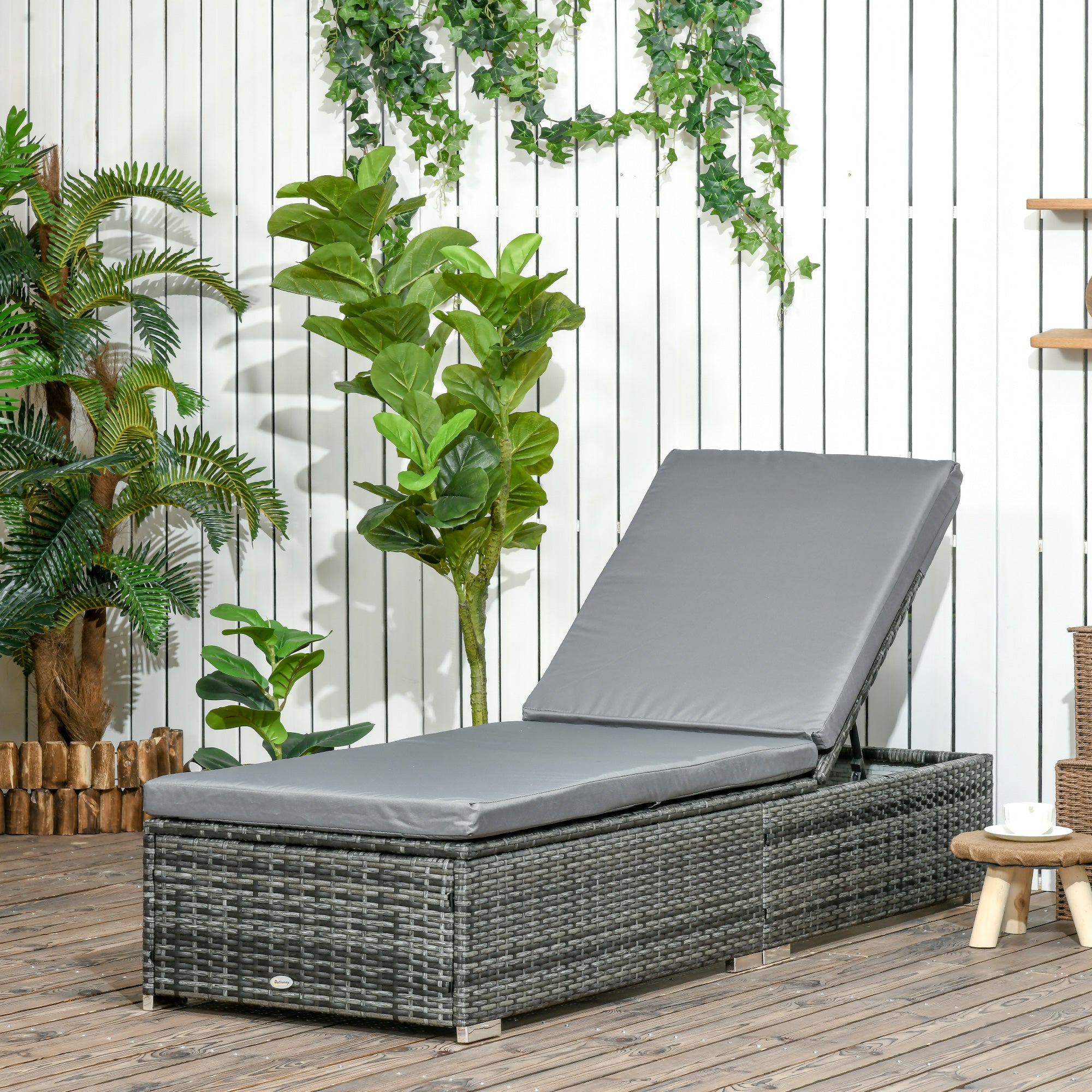 rattan recliner lounger
